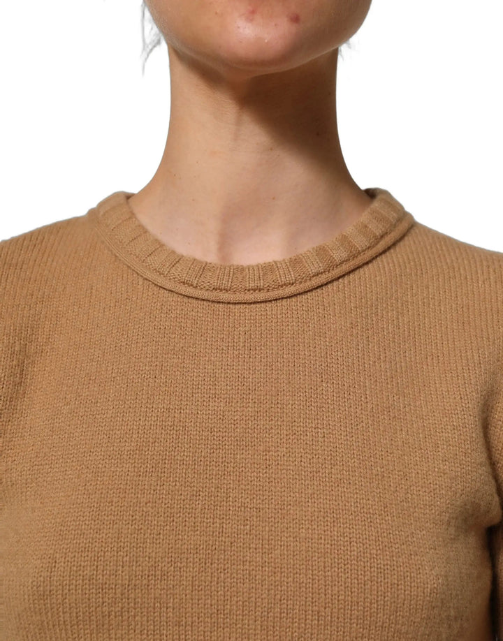 Dolce &amp; Gabbana Sample Sale | Dolce &amp; Gabbana Brown Wool Short Sleeves Cropped Blouse Top - | Designer outlet