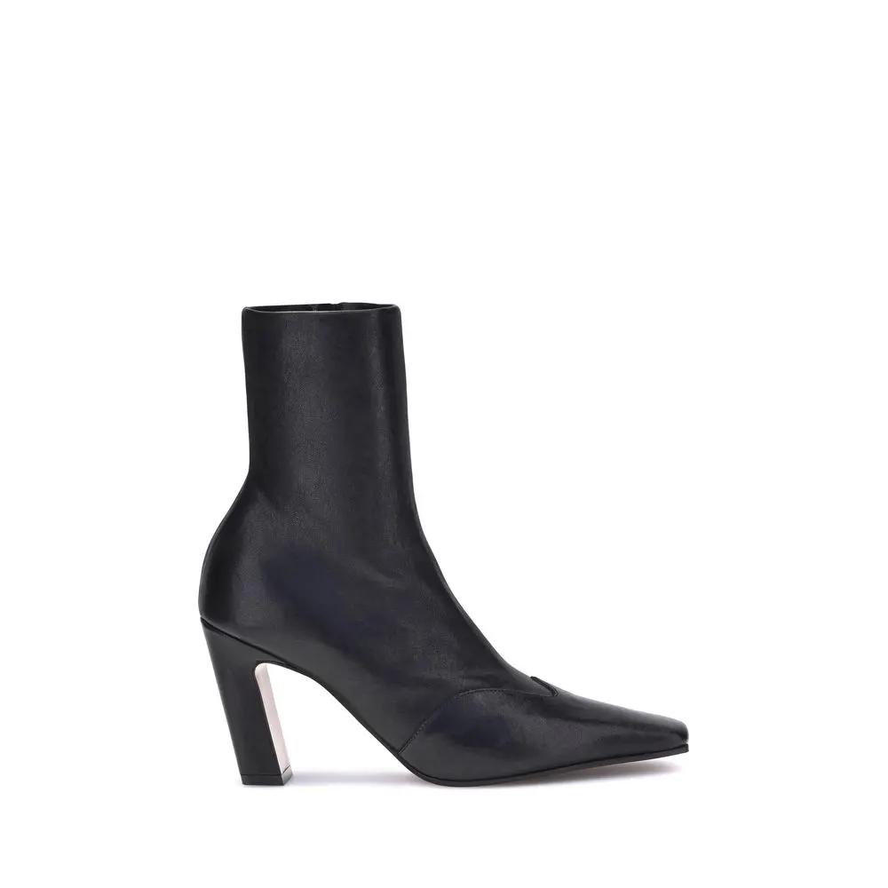 Khaite Sample Sale | Khaite Black Calf Leather Bos Taurus Ankle Boots - | Designer outlet