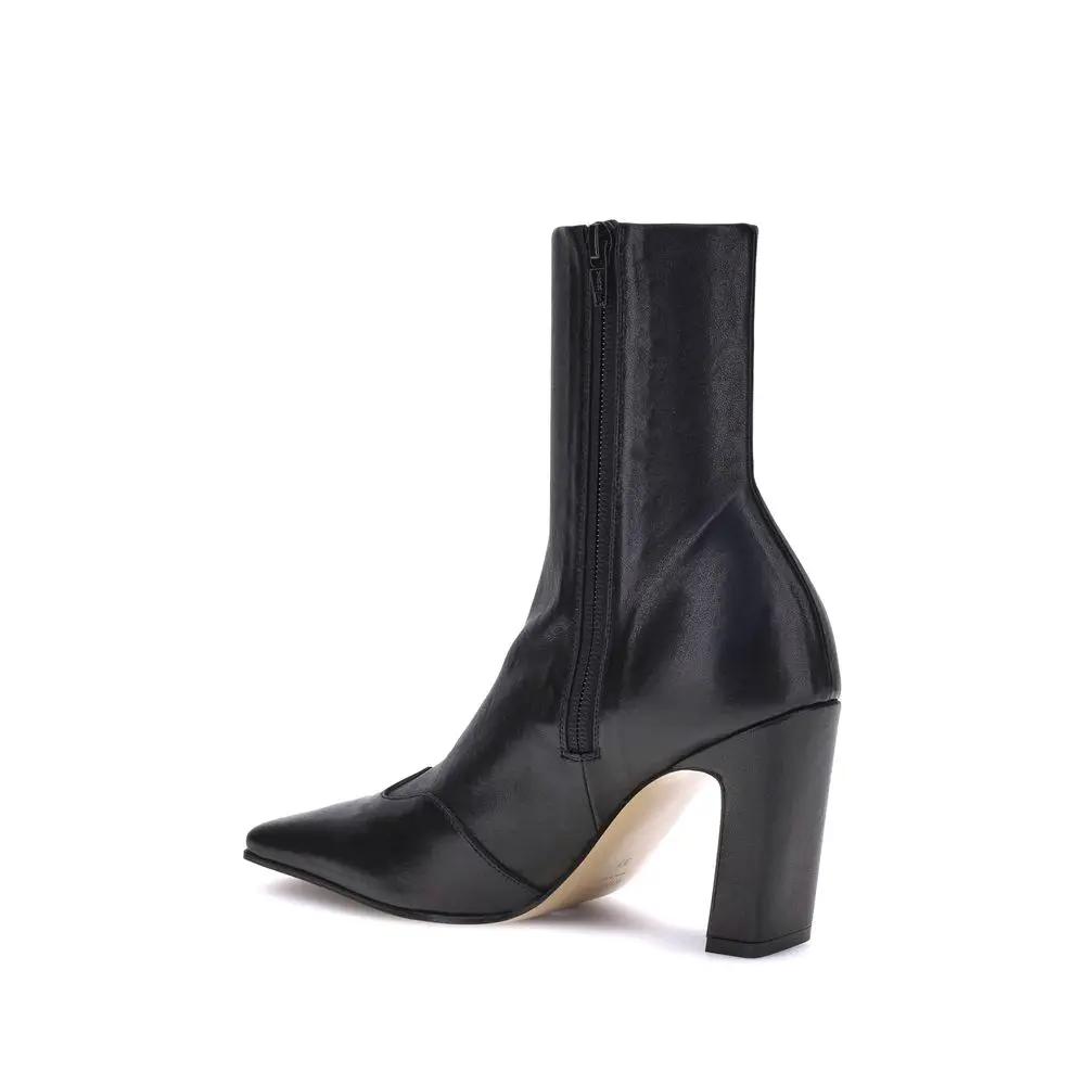 Khaite Sample Sale | Khaite Black Calf Leather Bos Taurus Ankle Boots - | Designer outlet