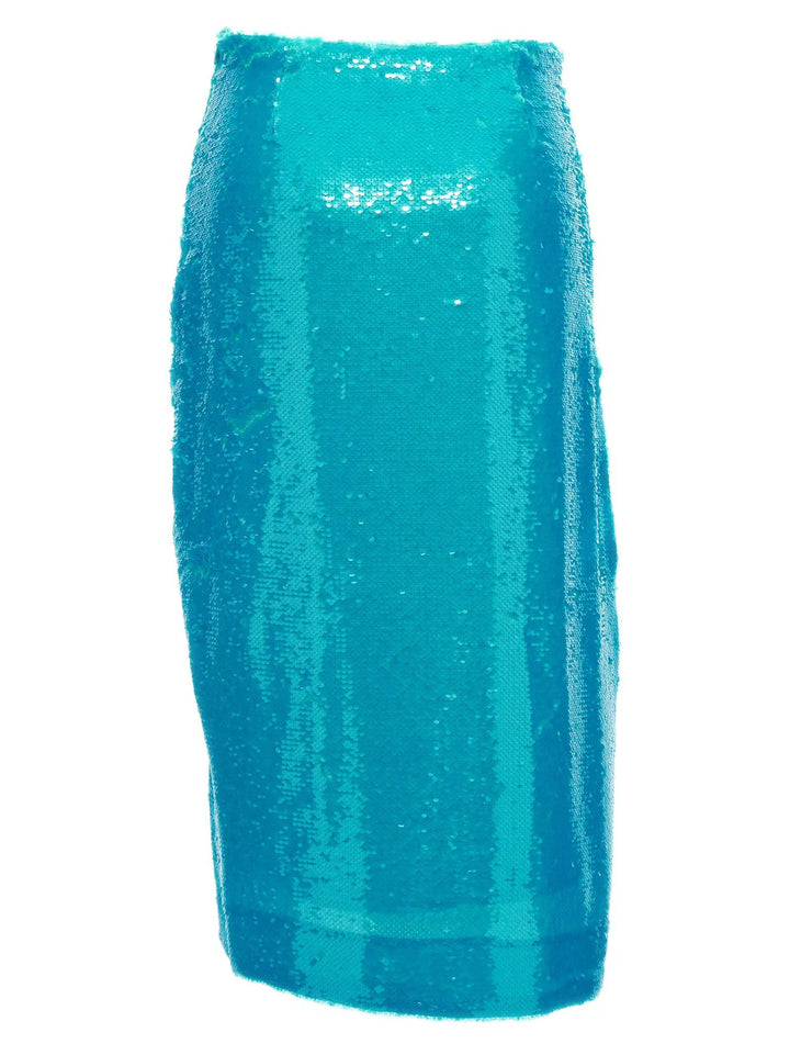 Ganni Blue Recycled Polyester Midi Skirt