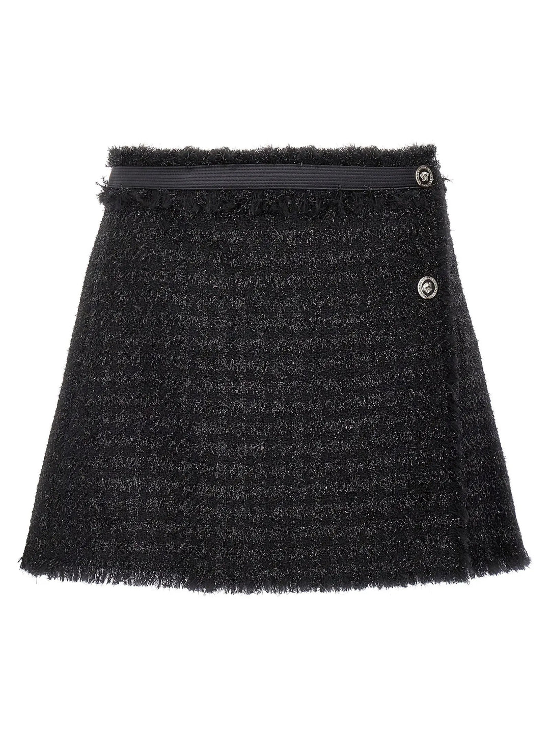 Versace Black Virgin Wool Long Skirt