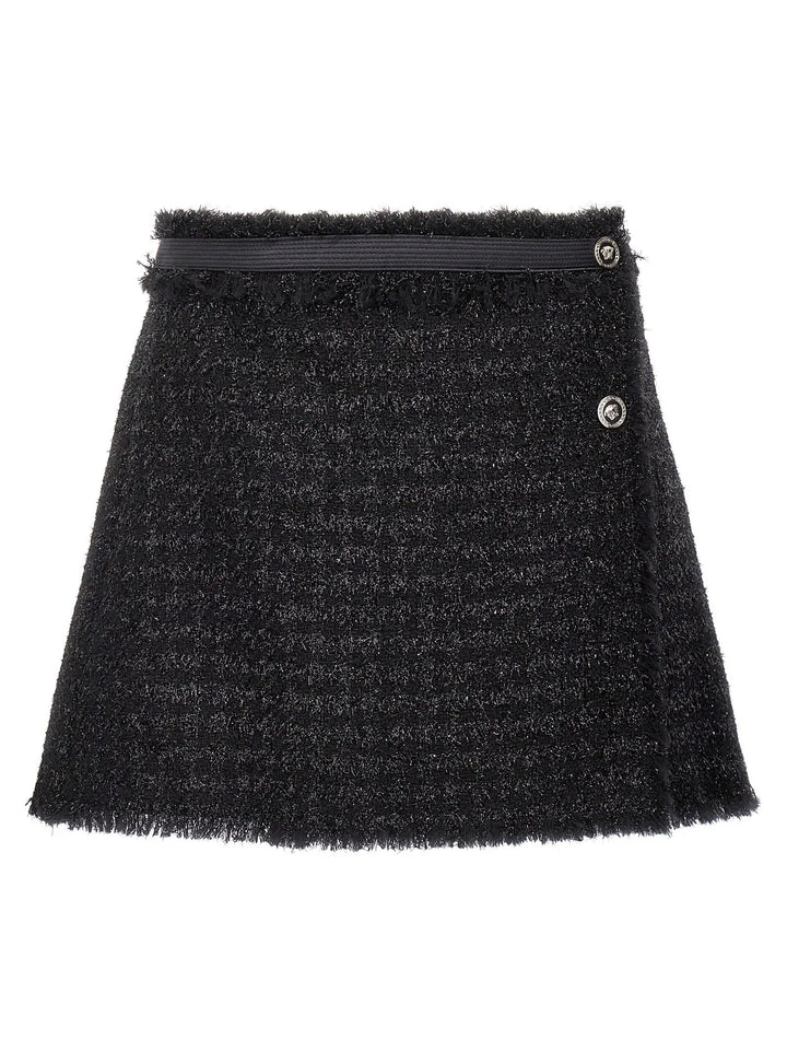 Versace Black Virgin Wool Long Skirt