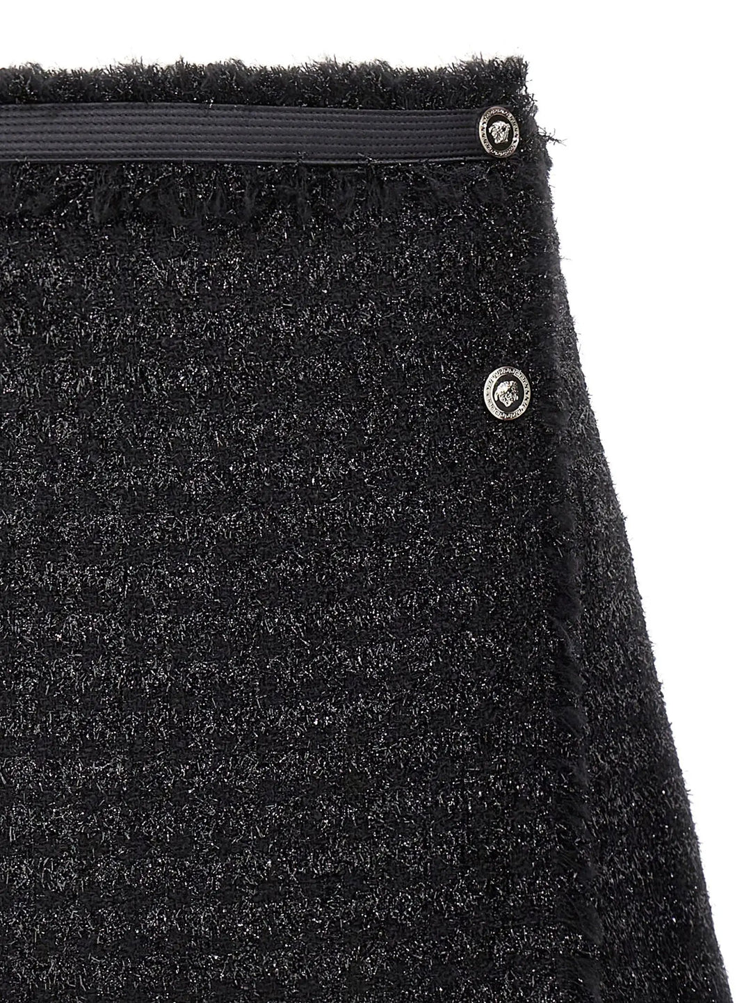 Versace Black Virgin Wool Long Skirt