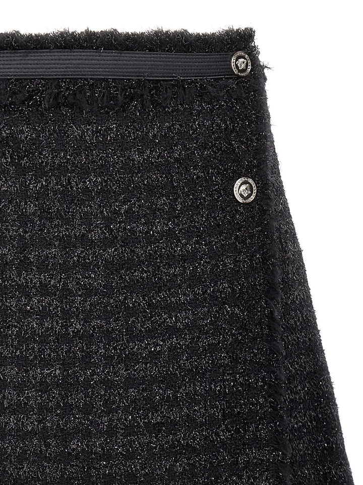 Versace Black Virgin Wool Long Skirt