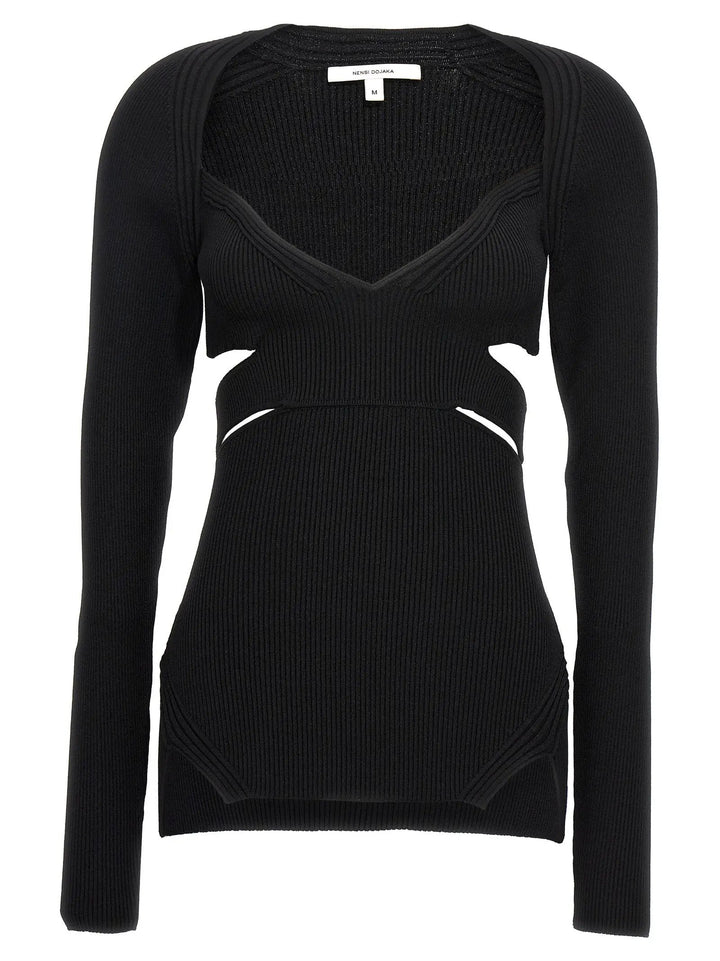 Nensi Dojaka Black Viscose Cardigan