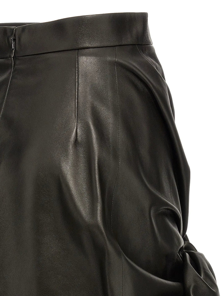 Alexander McQueen Black Lamb Leather Long Skirt