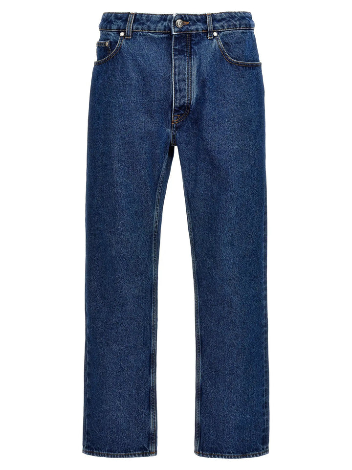 Palm Angels Blue Cotton Straight-Leg Jeans