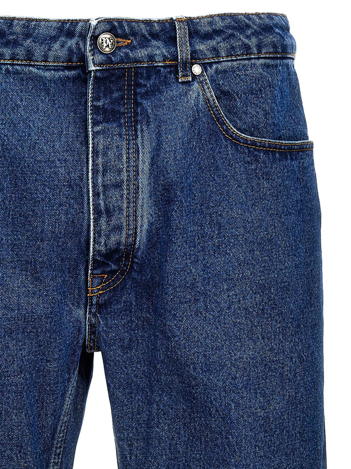 Palm Angels Blue Cotton Straight-Leg Jeans
