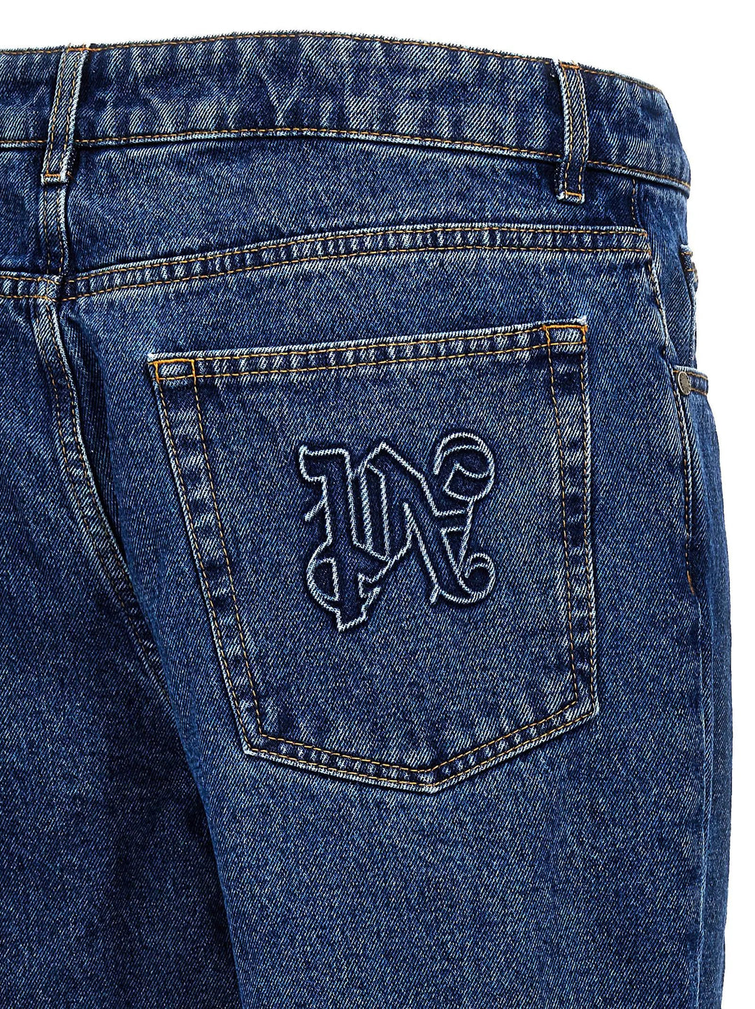 Palm Angels Blue Cotton Straight-Leg Jeans