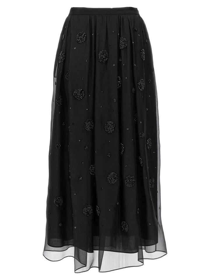 Max Mara Black Silk Midi Skirt