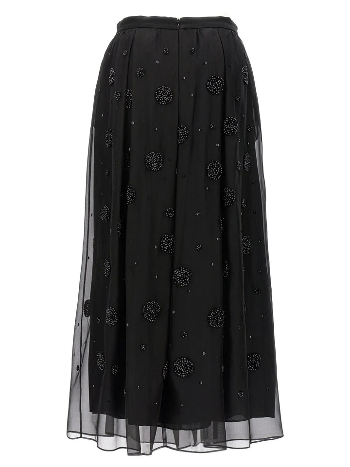 Max Mara Black Silk Midi Skirt