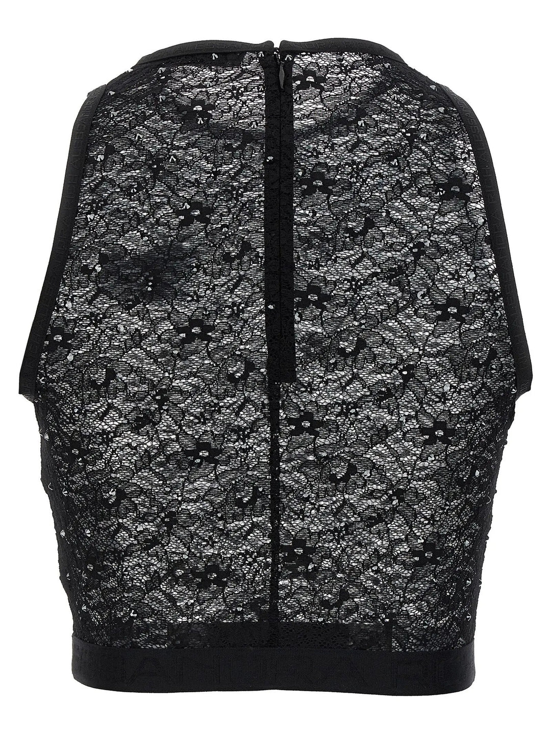 Alessandra Rich Black Polyamide Sleeveles T-Shirt