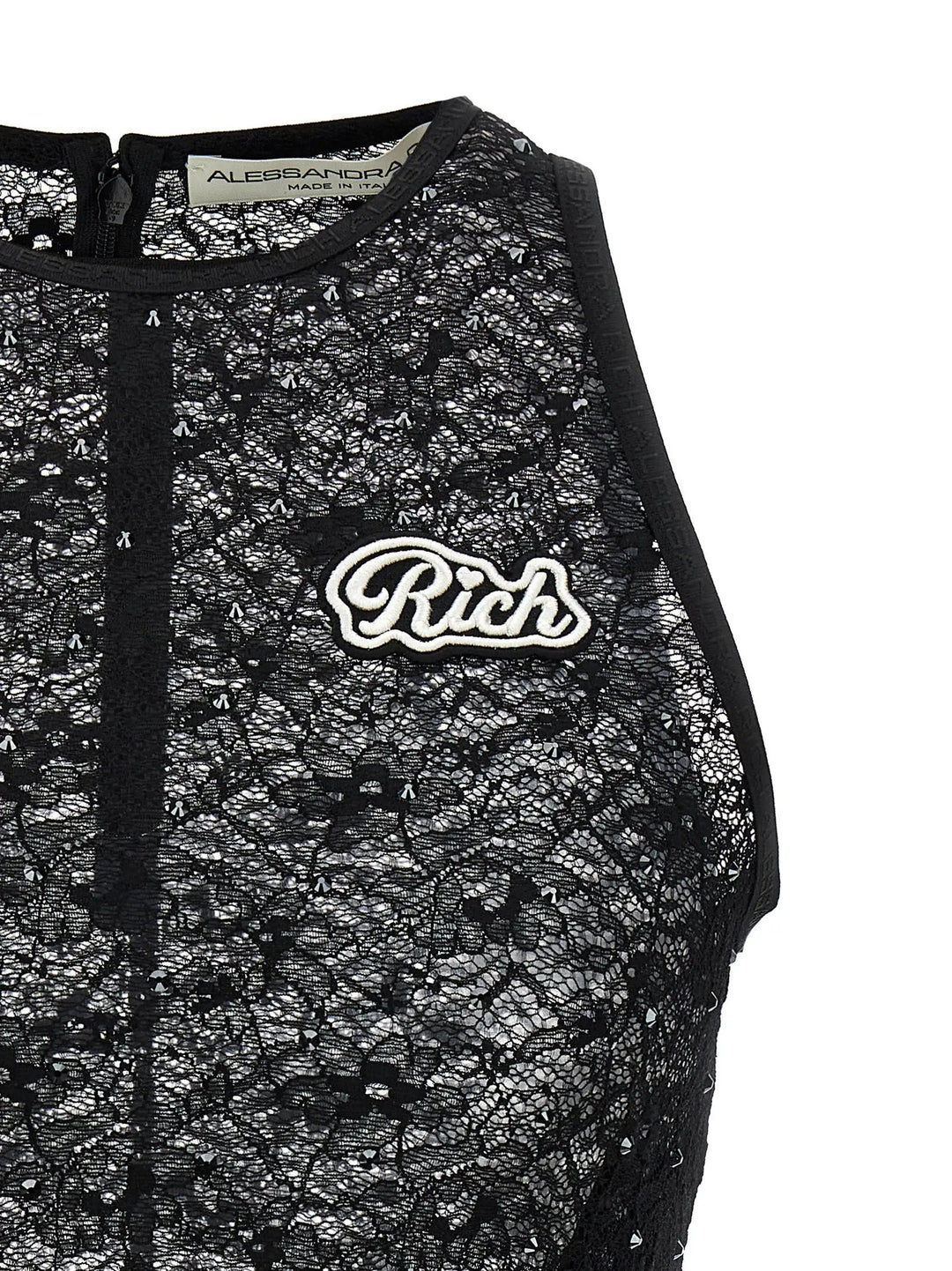 Alessandra Rich Black Polyamide Sleeveles T-Shirt