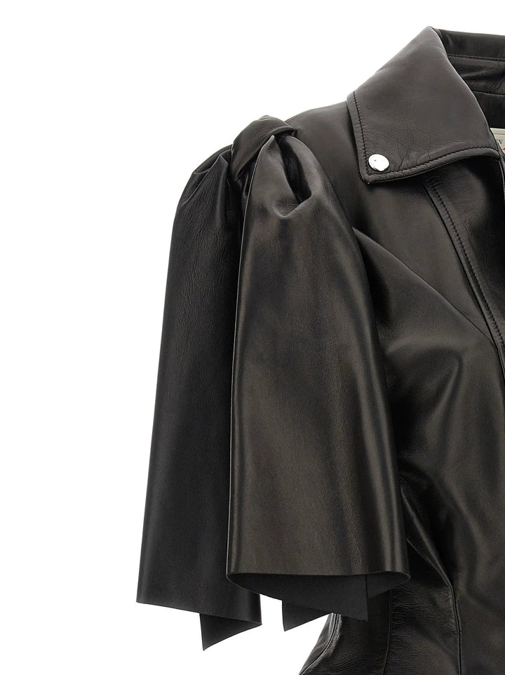 Alexander McQueen Black Lamb Leather Sleeveless Jacket