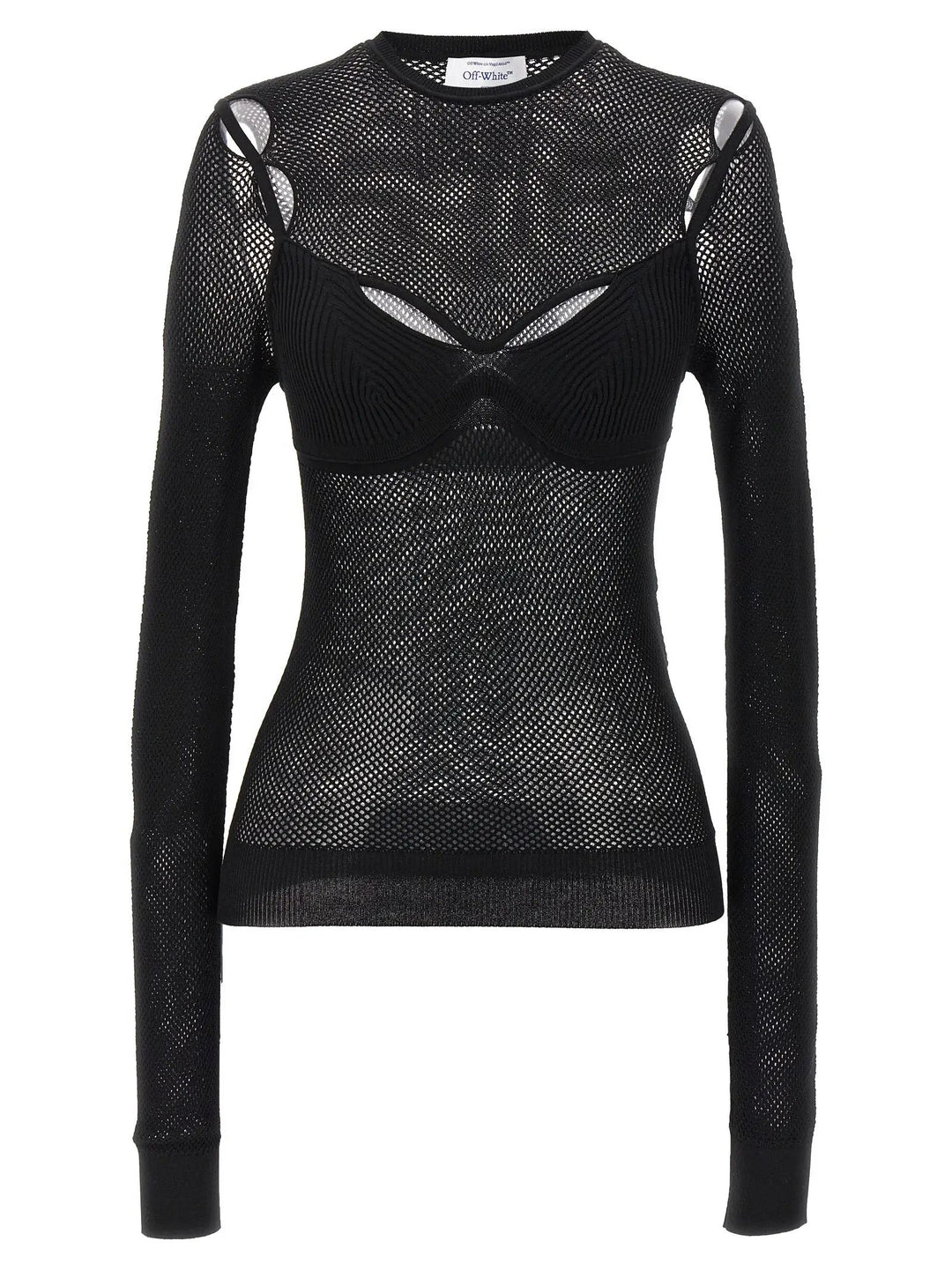 Off-White Black Viscose Tank Tops