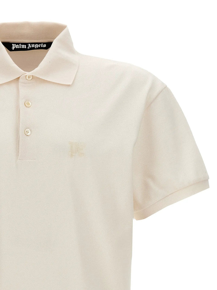 Palm Angels White Polyester Polo Shirt