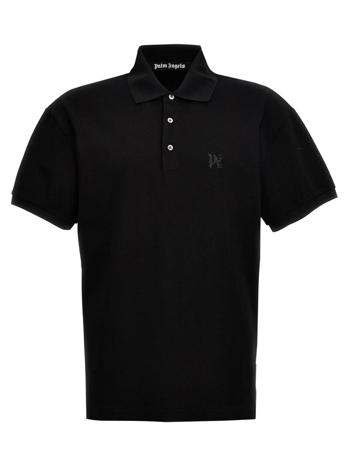 Palm Angels Black Polyester Polo Shirt