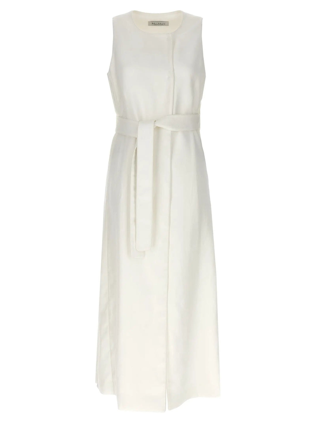 Max Mara White Flax Sleeveless Jacket