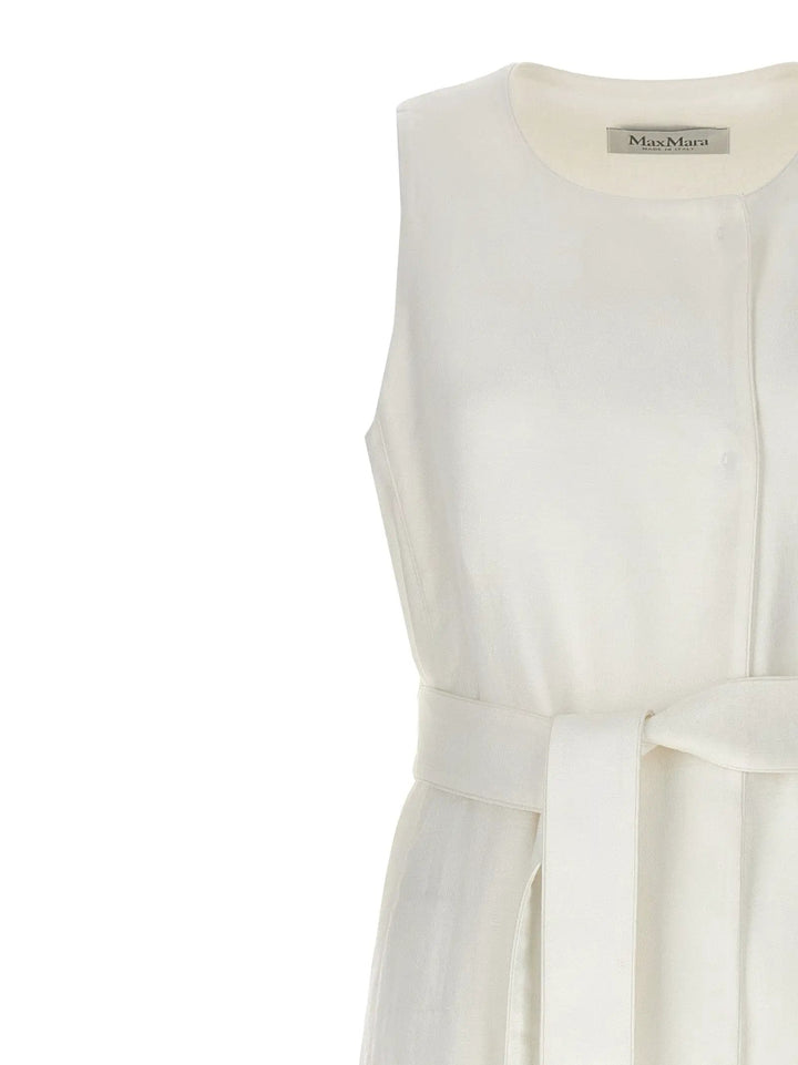 Max Mara White Flax Sleeveless Jacket