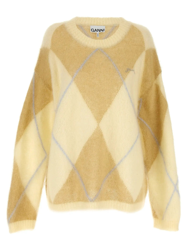 Ganni Bicolor Wool Cardigan