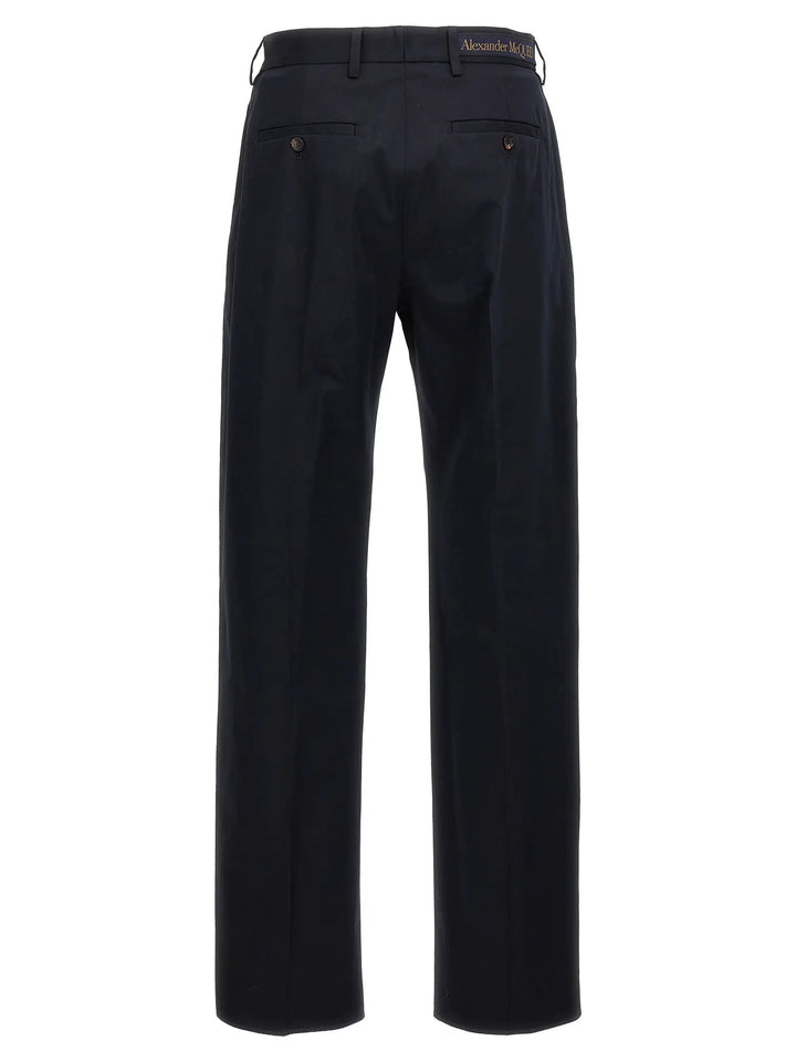 Alexander McQueen Blue Cotton Casual Pants