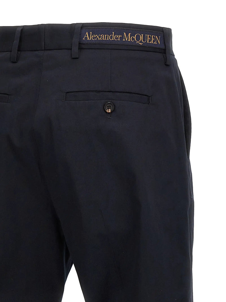 Alexander McQueen Blue Cotton Casual Pants
