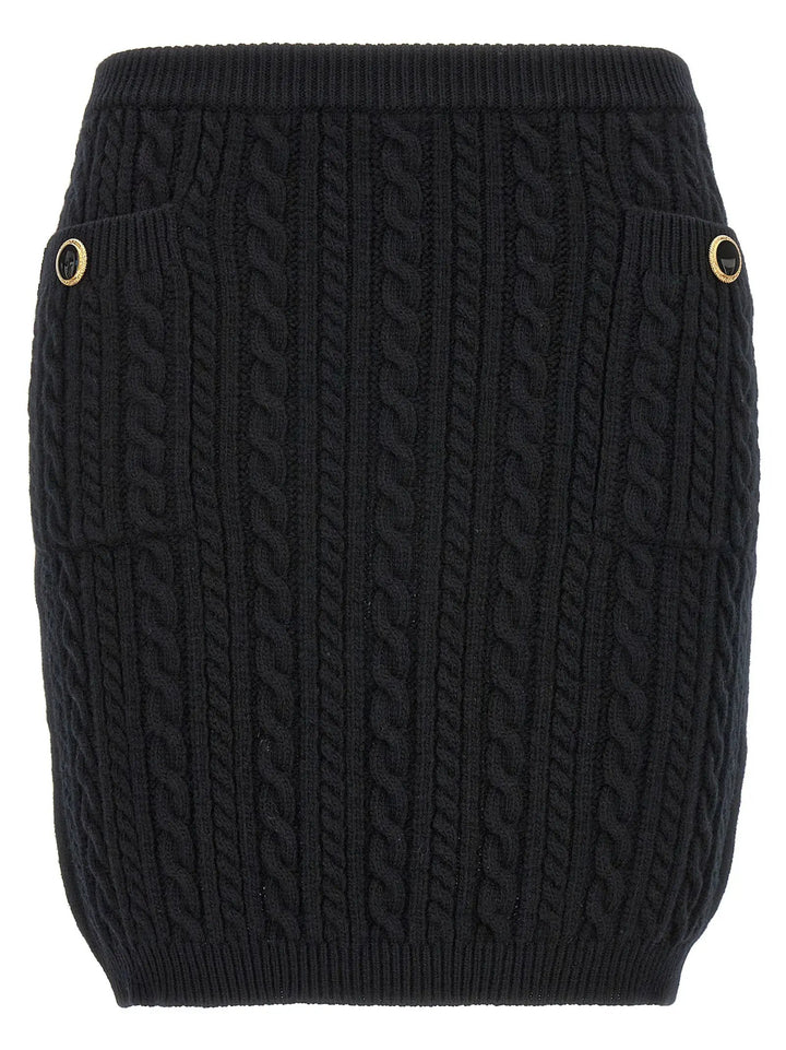 Alessandra Rich Black Wool Long Skirt