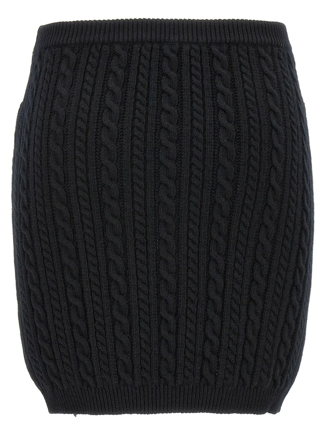 Alessandra Rich Black Wool Long Skirt