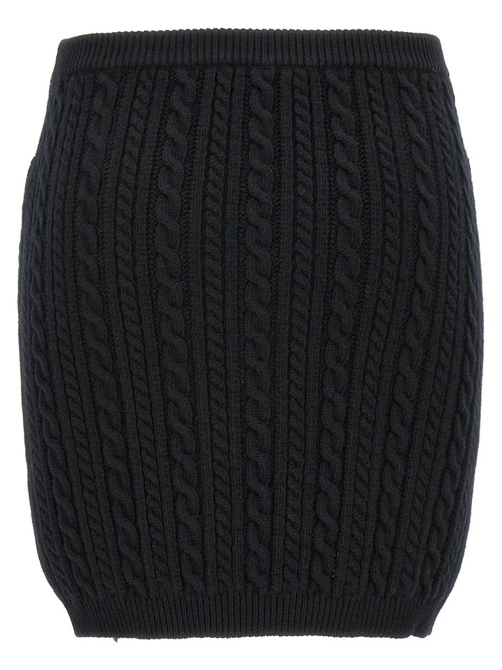 Alessandra Rich Black Wool Long Skirt