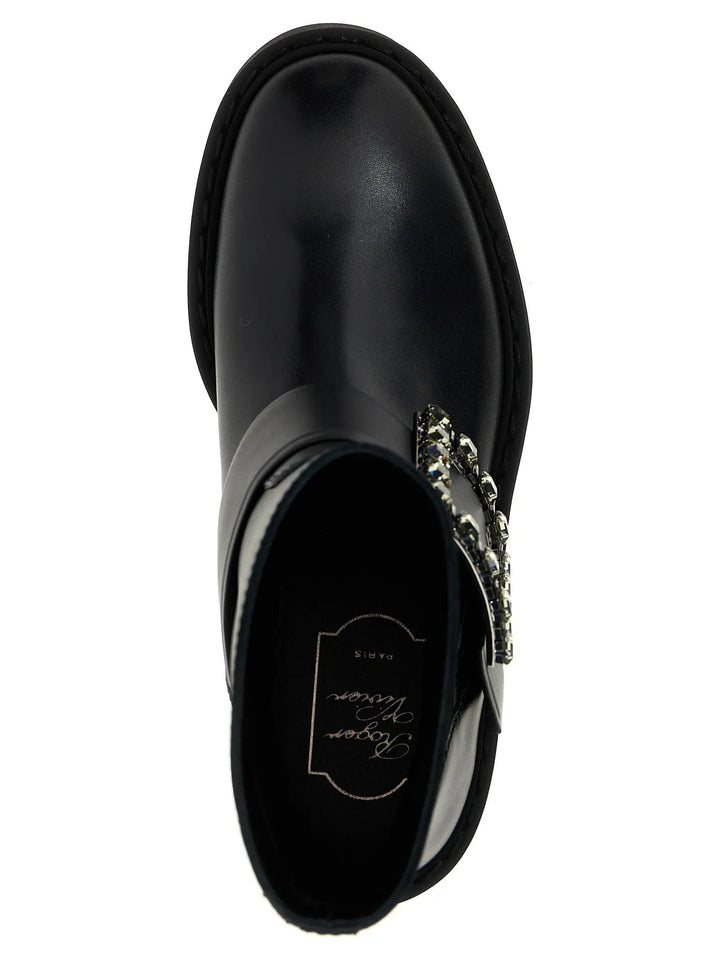 Roger Vivier Black Calfskin Ankle Boots