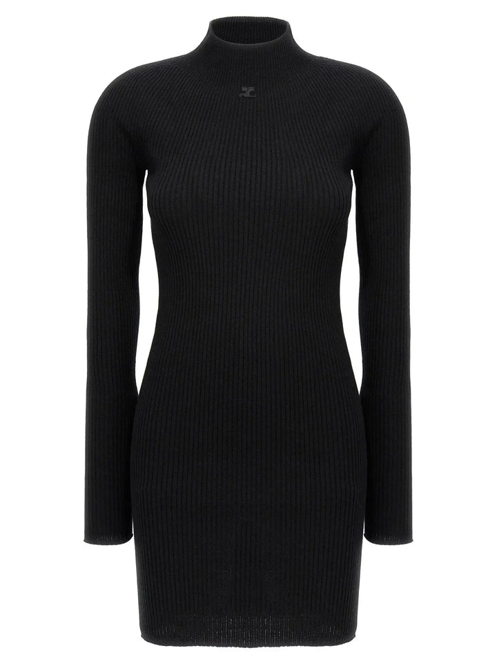 Courrèges Black Cotton Short Dress