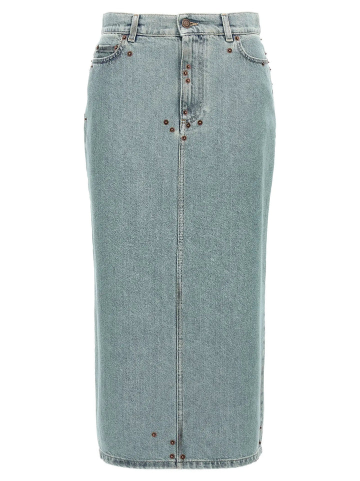 Moschino Blue Cotton Midi Skirt