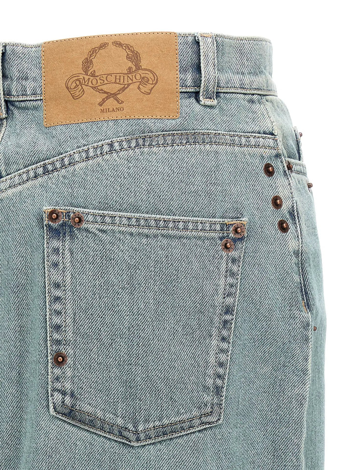 Moschino Blue Cotton Midi Skirt