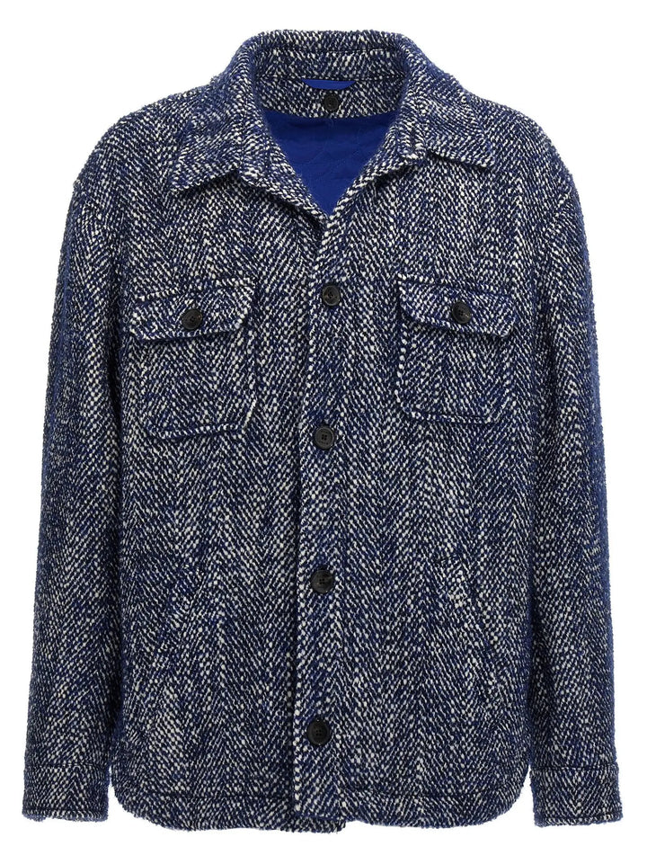 Etro Blue Wool Full-Length Jacket