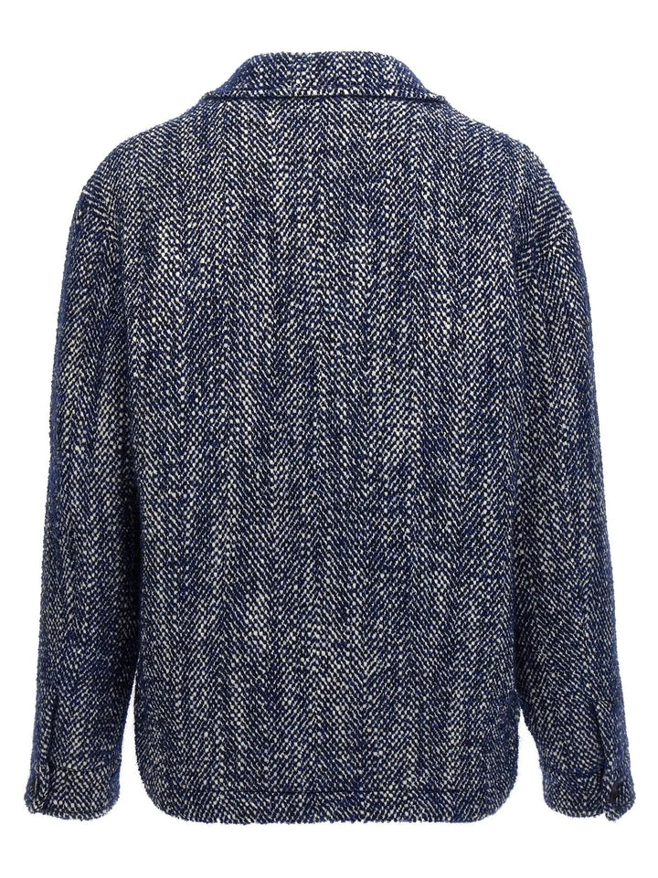 Etro Blue Wool Full-Length Jacket
