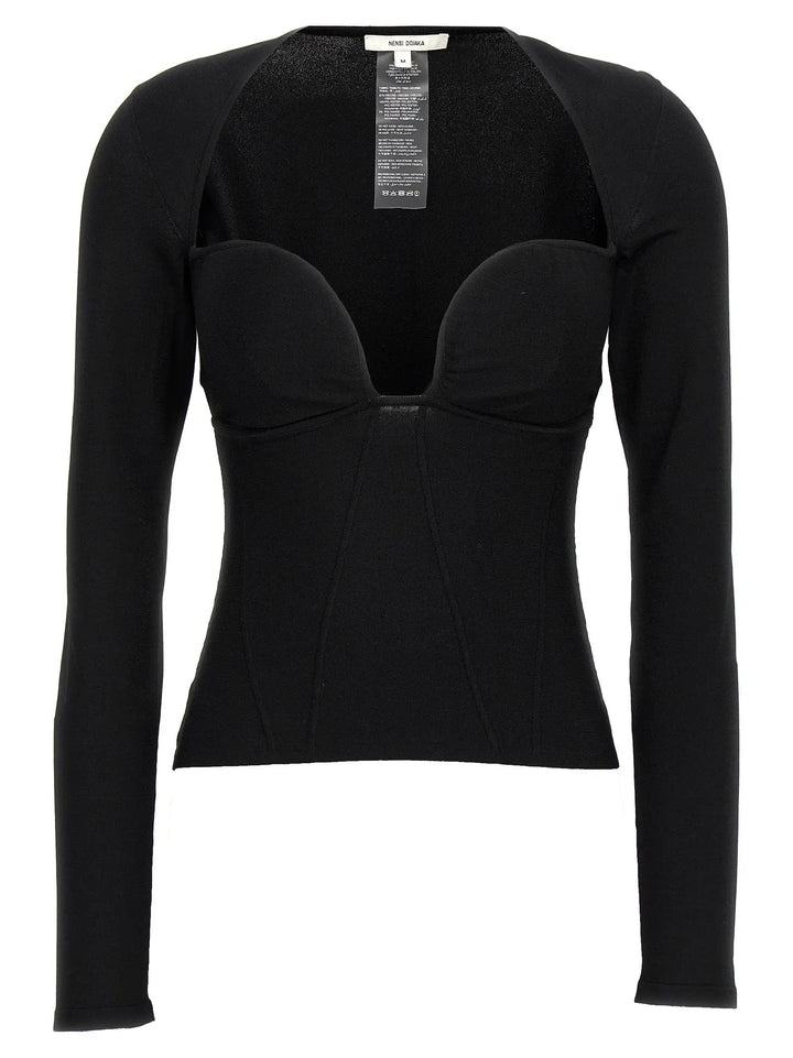Nensi Dojaka Black Viscose Tank Tops