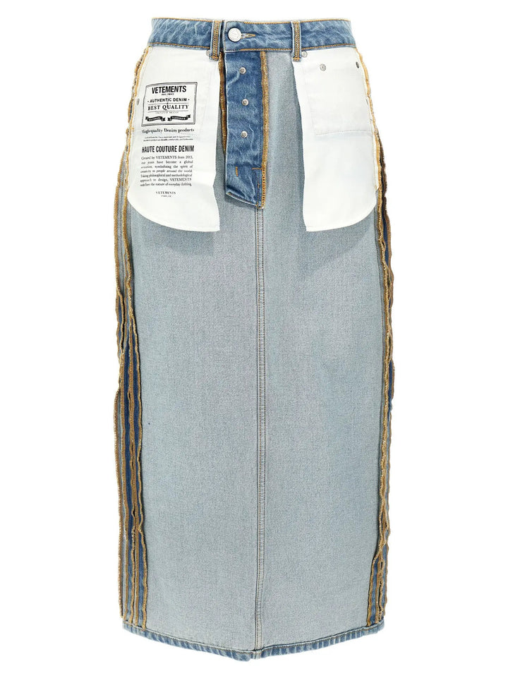 Vetements Blue Cotton Mini Skirt