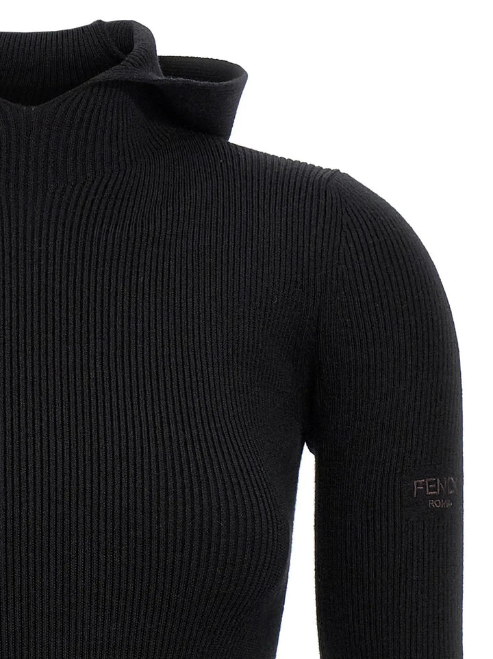 Fendi Black Wool Short Dress