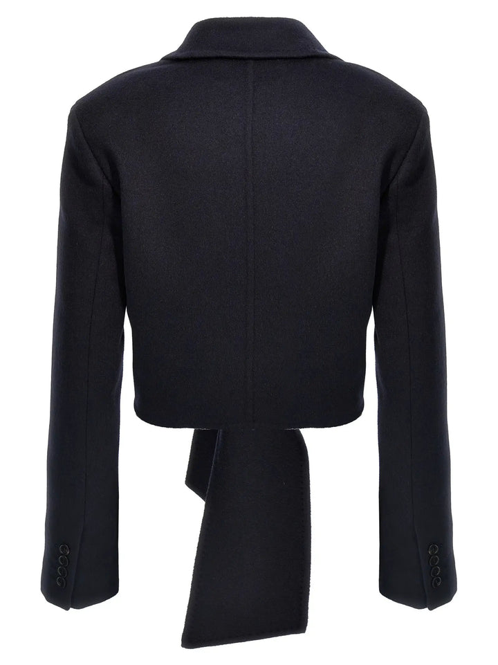Max Mara Blue Wool Full-Length Jacket