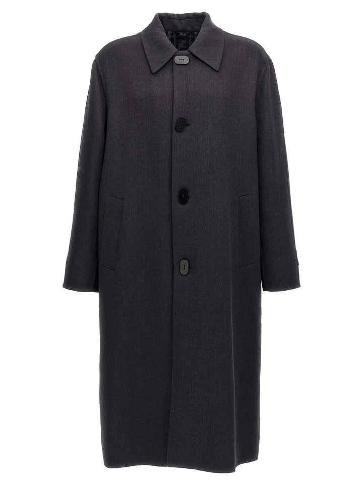 Fendi Blue Virgin Wool Coat