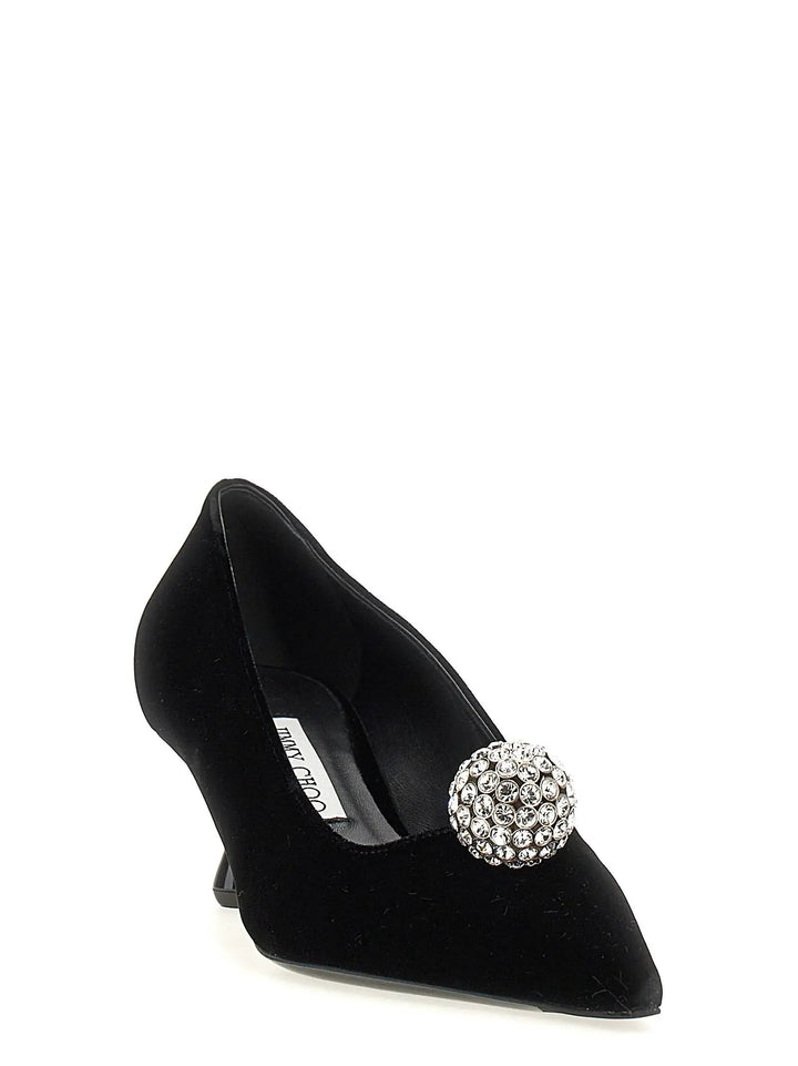 Jimmy Choo Black Textile Mid Heel Pumps