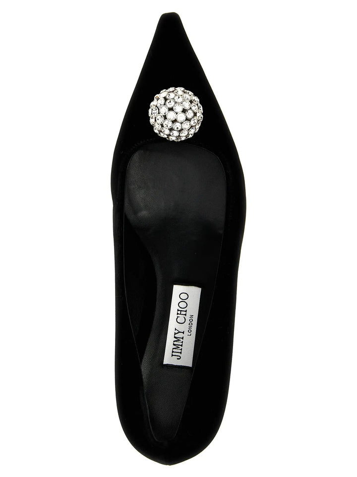Jimmy Choo Black Textile Mid Heel Pumps