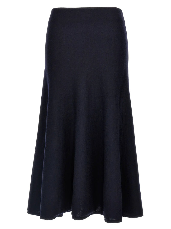 Khaite Blue Wool Midi Skirt