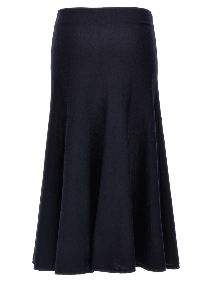 Khaite Blue Wool Midi Skirt