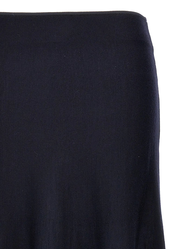 Khaite Blue Wool Midi Skirt