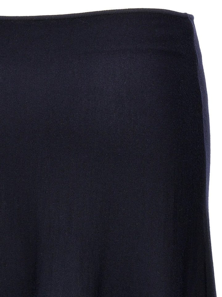 Khaite Blue Wool Midi Skirt
