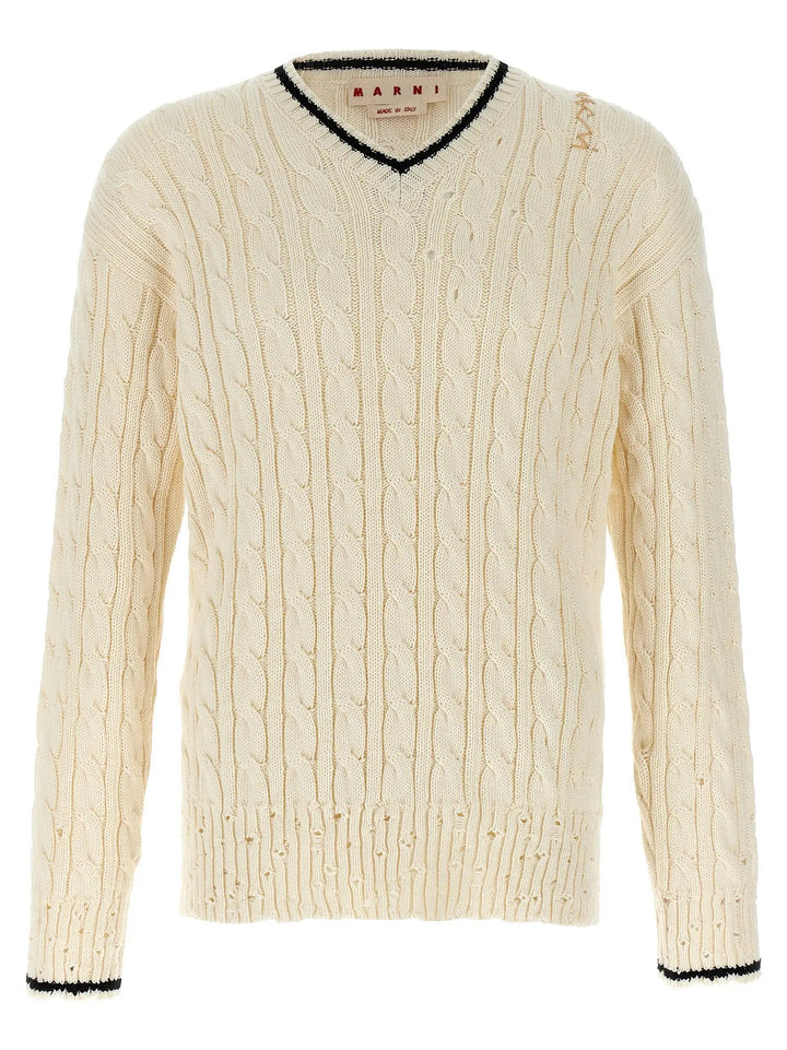 Marni White Cotton Cardigan