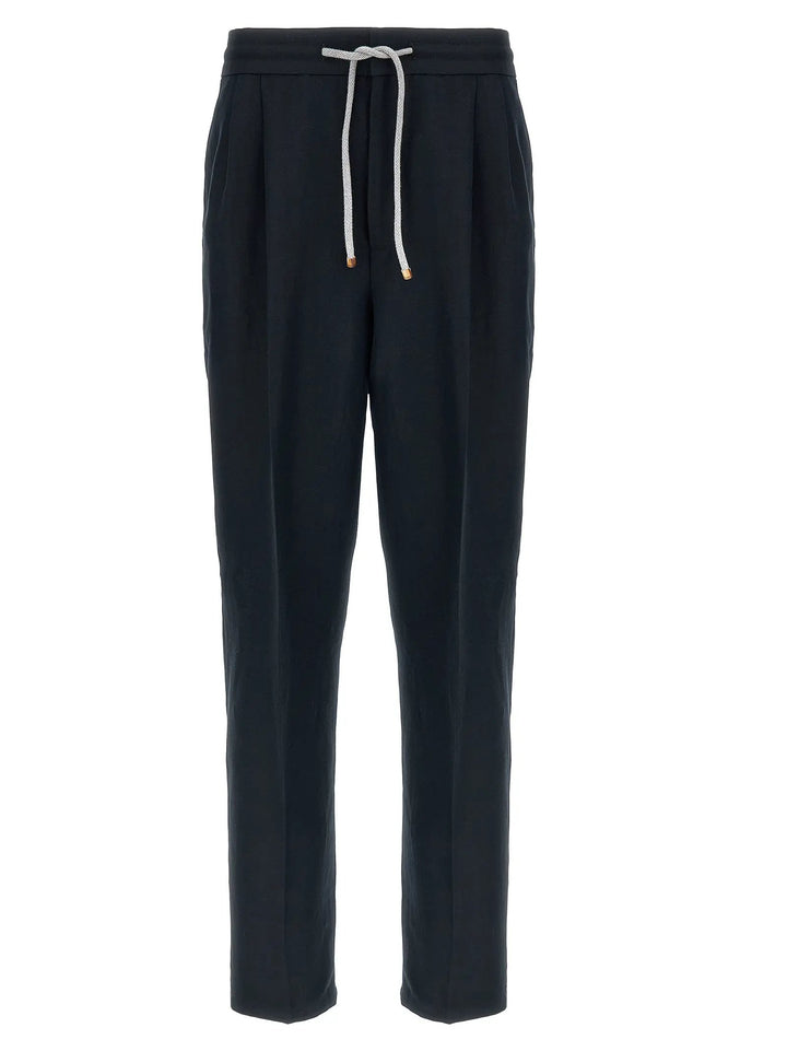 Brunello Cucinelli Blue Linen Casual Pants