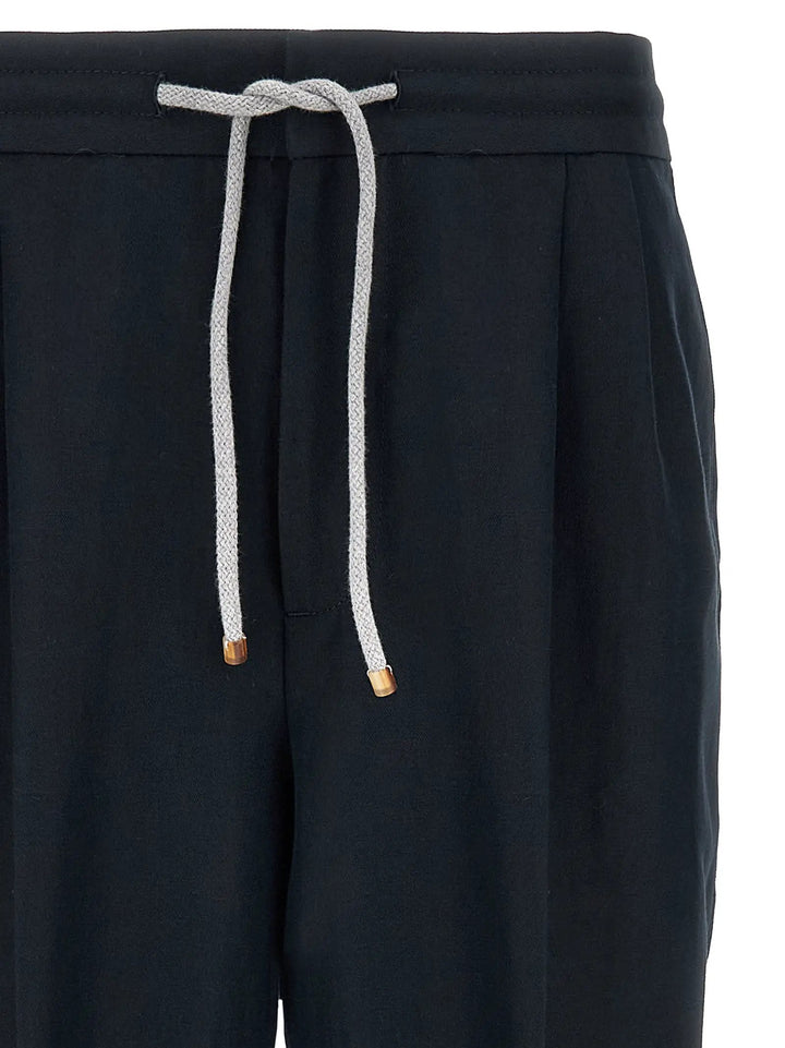 Brunello Cucinelli Blue Linen Casual Pants
