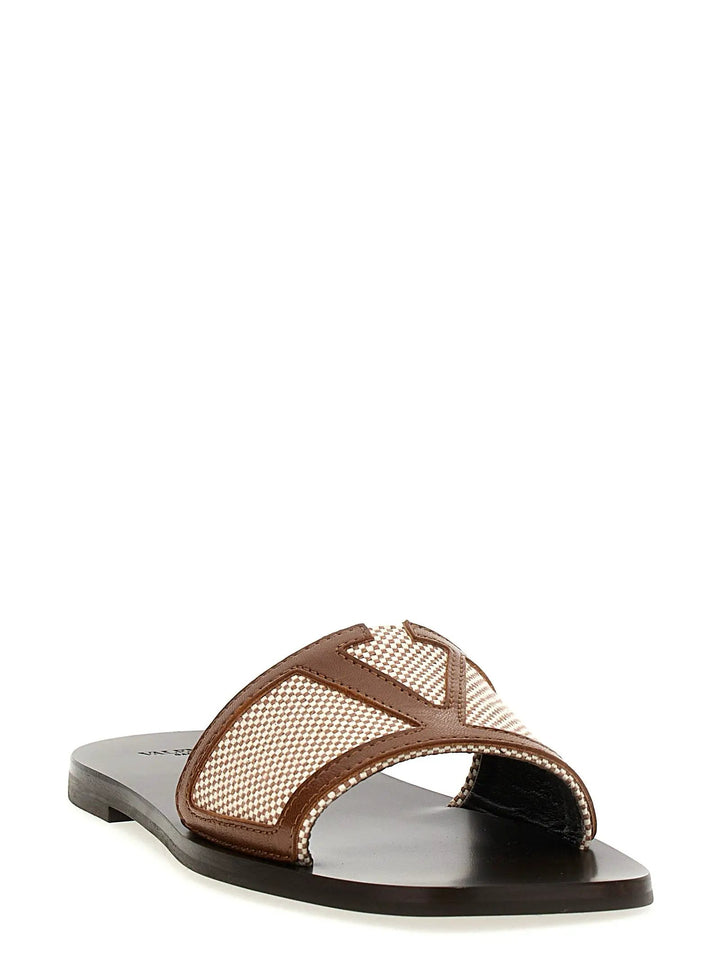 Valentino Garavani Brown Cotton Slides